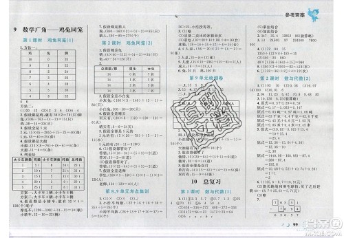 2020春小学学考优化设计小超人作业本数学四年级下册人教版答案