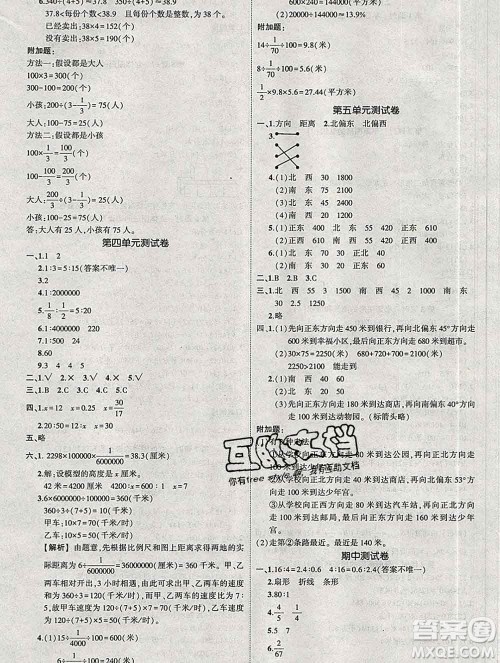 西安出版社2020春黄冈状元成才路状元作业本六年级数学下册苏教版答案