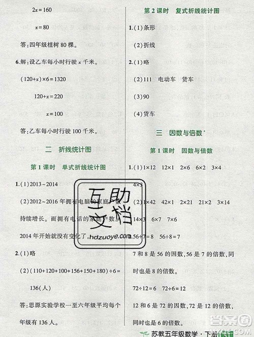 西安出版社2020春黄冈状元成才路状元作业本五年级数学下册苏教版答案