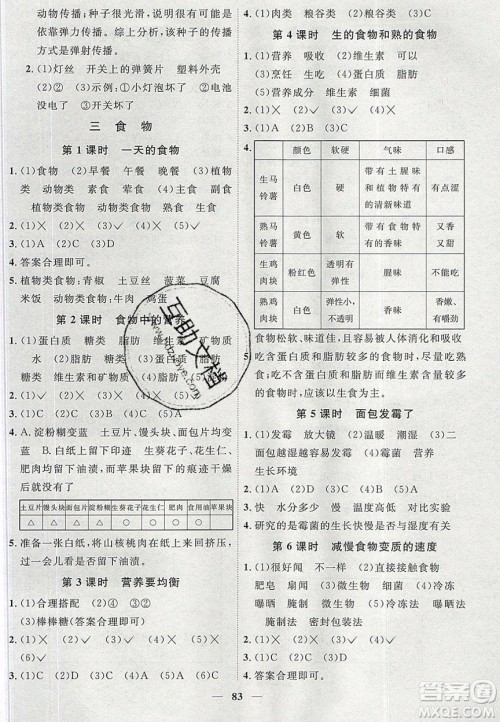 宇轩图书2020春阳光同学课时优化作业科学四年级下册教科版答案