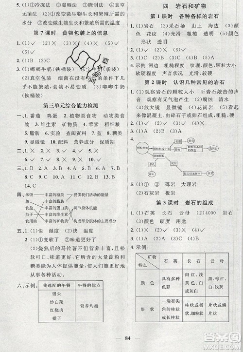 宇轩图书2020春阳光同学课时优化作业科学四年级下册教科版答案