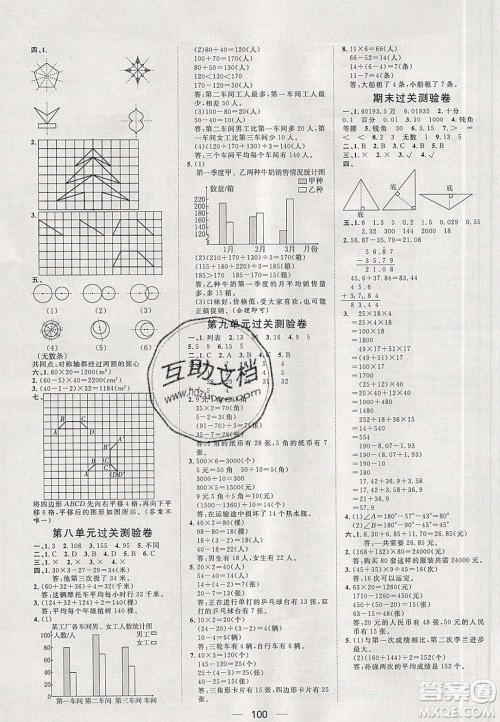 2020年阳光计划第一步四年级数学下册人教版答案