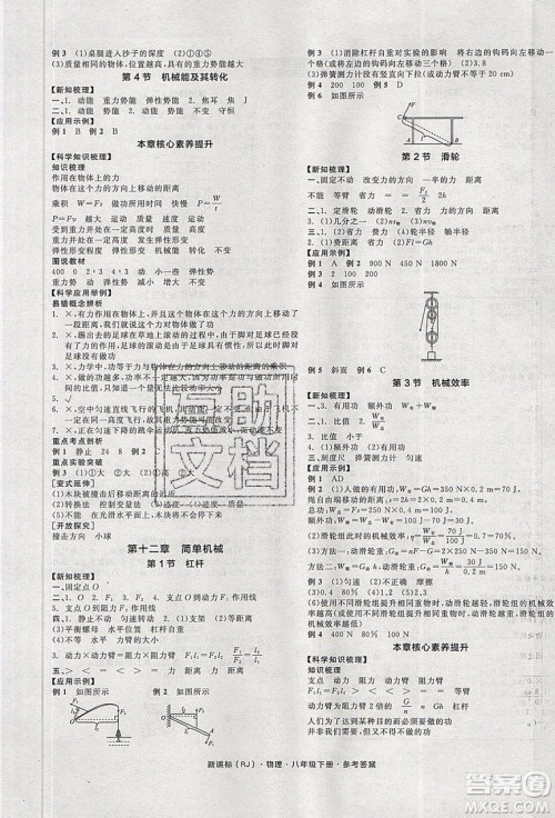 阳光出版社2020年全品学练考物理八年级下册新课标RJ人教版答案
