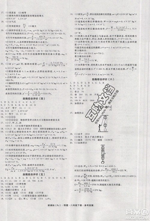 阳光出版社2020年全品学练考物理八年级下册新课标RJ人教版答案