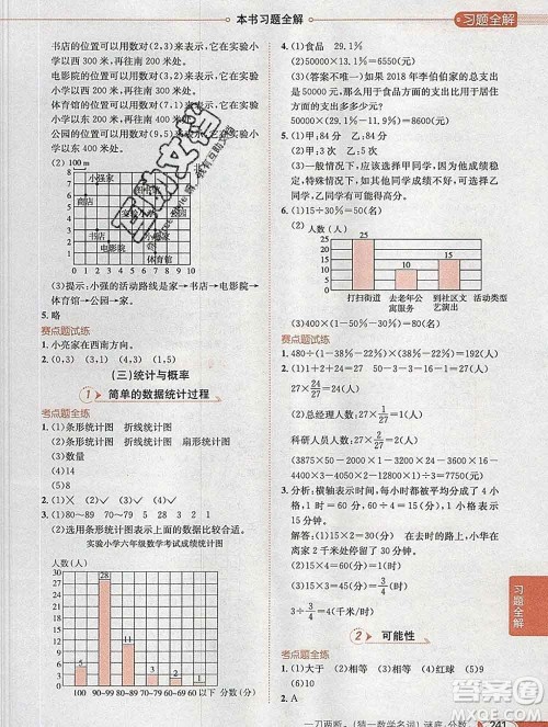 2020春小学教材全解六年级数学下册冀教版答案 2020春小学教材全解六年级数学下册冀教版答案
