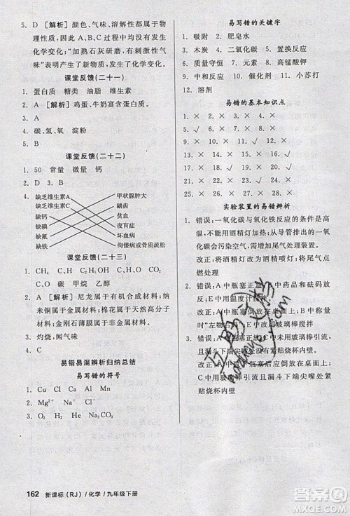 阳光出版社2020年全品学练考化学九年级下册新课标RJ人教版答案