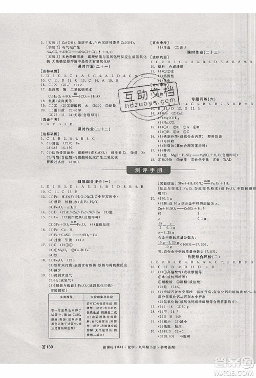 阳光出版社2020年全品学练考化学九年级下册新课标RJ人教版答案