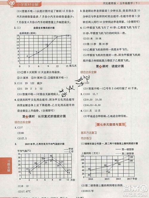 陕西人民教育出版社2020春小学教材全解五年级数学下册冀教版答案