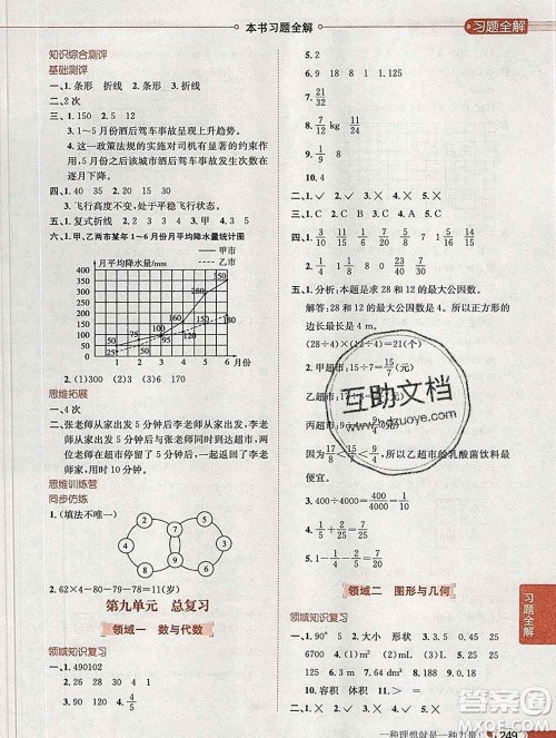 2020春小学教材全解五年级数学下册人教版广东专用答案