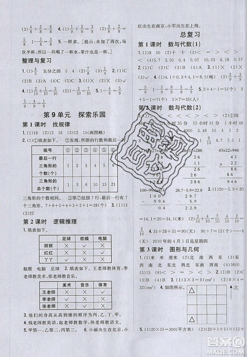 吉林人民出版社2020全科王同步课时练习三年级数学下册冀教版答案