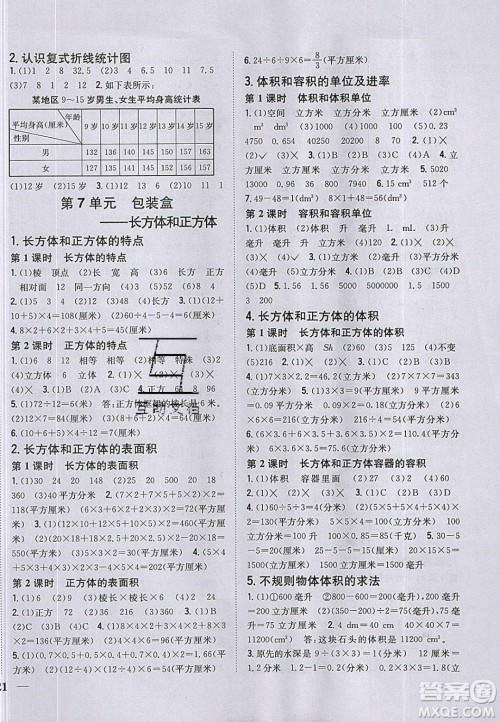 吉林人民出版社2020全科王同步课时练习五年级数学下册青岛版答案 吉林人民出版社2020全科王同步课时练习五年级数学下册青岛版答案