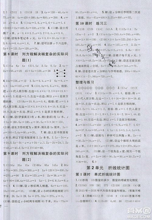 吉林人民出版社2020全科王同步课时练习五年级数学下册江苏版答案