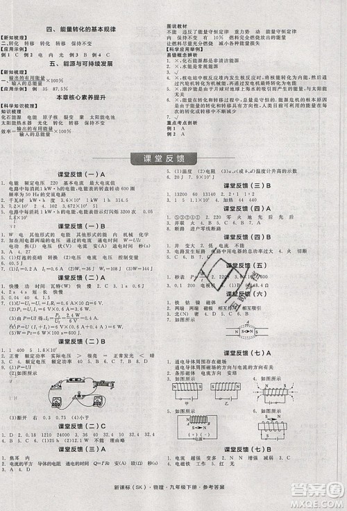 阳光出版社2020年全品学练考物理九年级下册新课标SK苏科版答案 阳光出版社2020年全品学练考物理九年级下册新课标SK苏科版答案