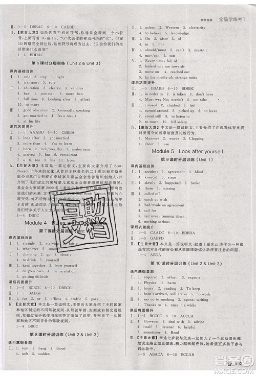 阳光出版社2020年全品学练考英语九年级下册新课标WY外研版答案