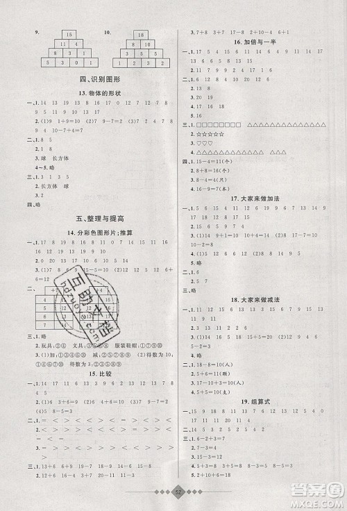 安徽人民出版社2020年赢在寒假一年级数学参考答案 安徽人民出版社2020年赢在寒假一年级数学参考答案