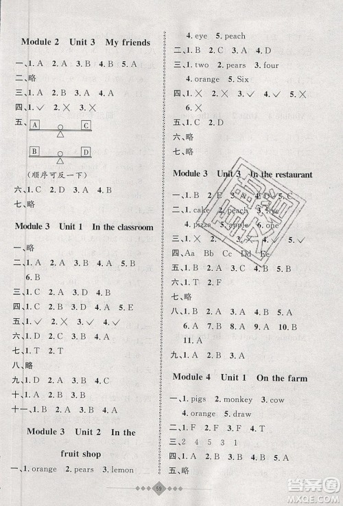 安徽人民出版社2020年赢在寒假一年级英语参考答案
