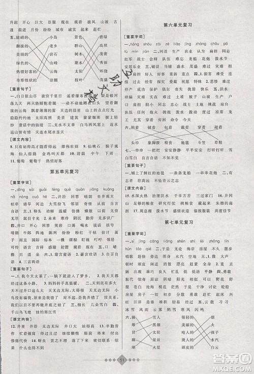 安徽人民出版社2020年赢在寒假2年级语文参考答案