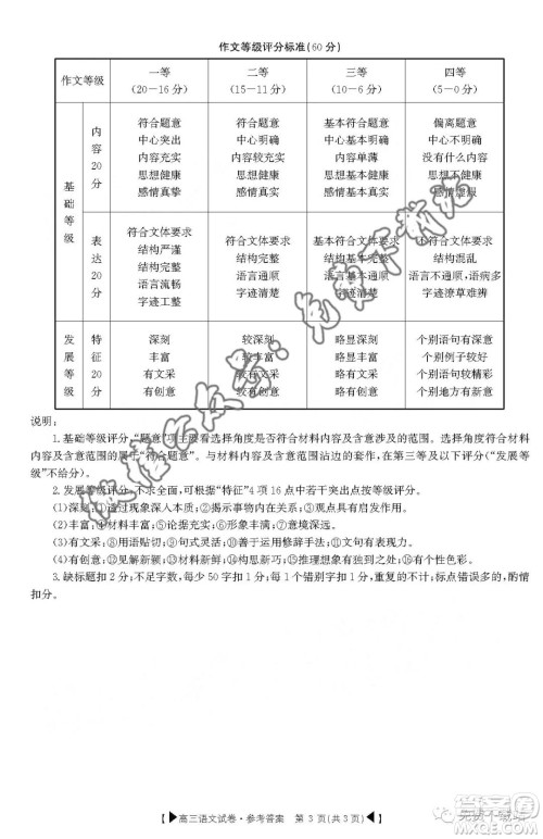 2020届陕西金太阳高三1月联考语文答案