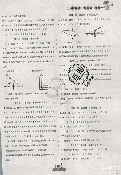 阳光出版社2020假日时光假期总动员寒假八年级物理沪科版答案