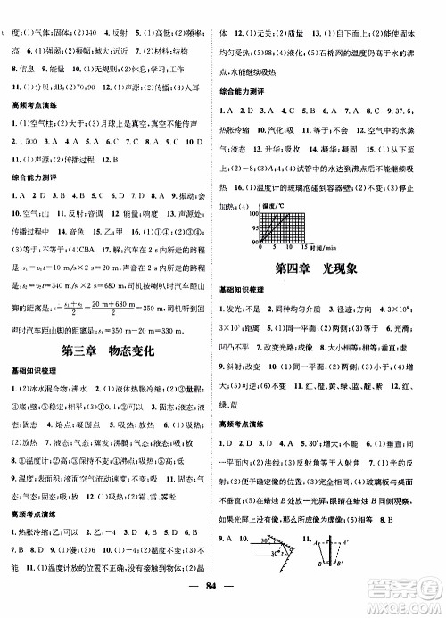 期末寒假培优衔接2020年期末冲刺王寒假作业物理八年级RJ人教版参考答案