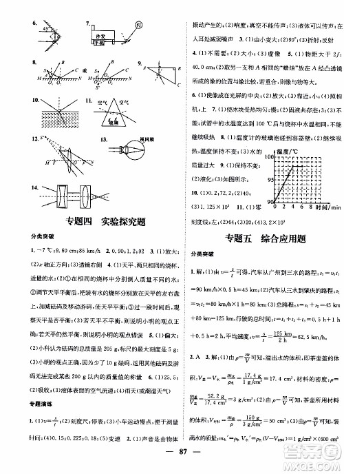 期末寒假培优衔接2020年期末冲刺王寒假作业物理八年级RJ人教版参考答案