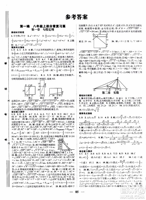 期末寒假培优衔接2020年期末冲刺王寒假作业数学八年级BS北师版参考答案