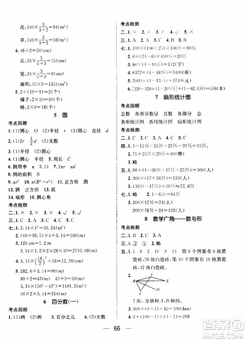 期末寒假培优衔接2020年期末冲刺王寒假作业数学六年级RJ人教版参考答案