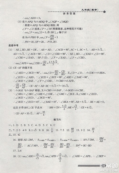 中西书局2020快乐寒假寒假能力自测九年级数学答案