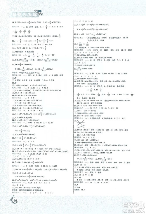 阳光出版社2020寒假假期天天练六年级数学人教版答案 阳光出版社2020寒假假期天天练六年级数学人教版答案