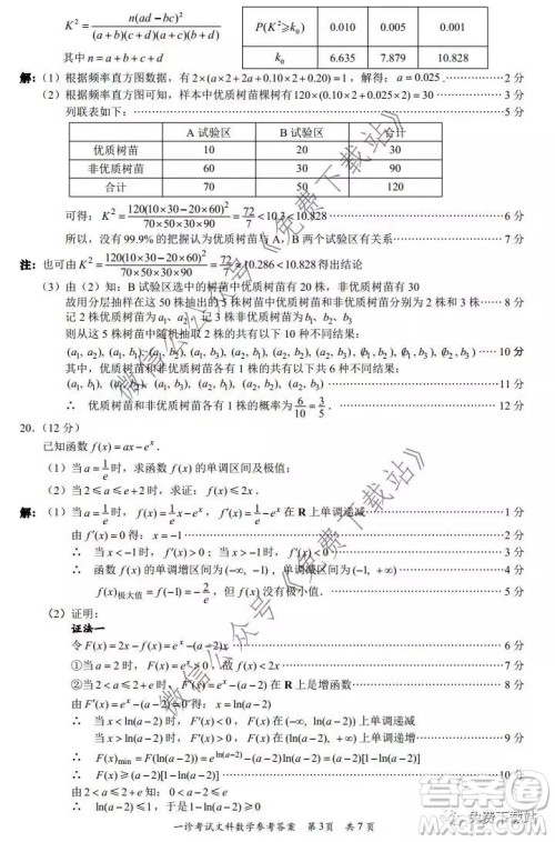 巴中市普通高中2017级一诊考试文科数学试题及答案 巴中市普通高中2017级一诊考试文科数学试题及答案