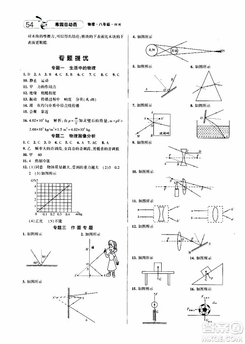 经纶学典2020年寒假总动员物理八年级HK沪科版参考答案 经纶学典2020年寒假总动员物理八年级HK沪科版参考答案