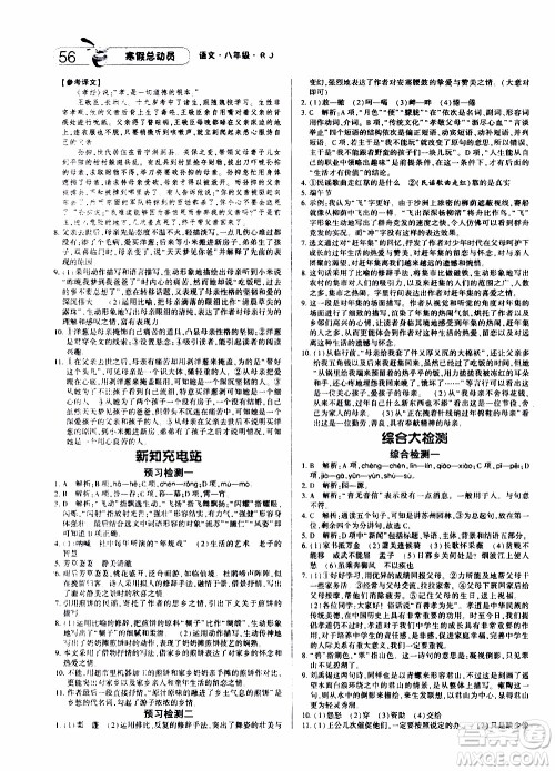 经纶学典2020年寒假总动员语文八年级RJ人教版参考答案 经纶学典2020年寒假总动员语文八年级RJ人教版参考答案