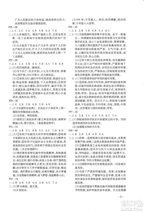 北京教育出版社2020寒假乐园九年级合订本河南专用答案