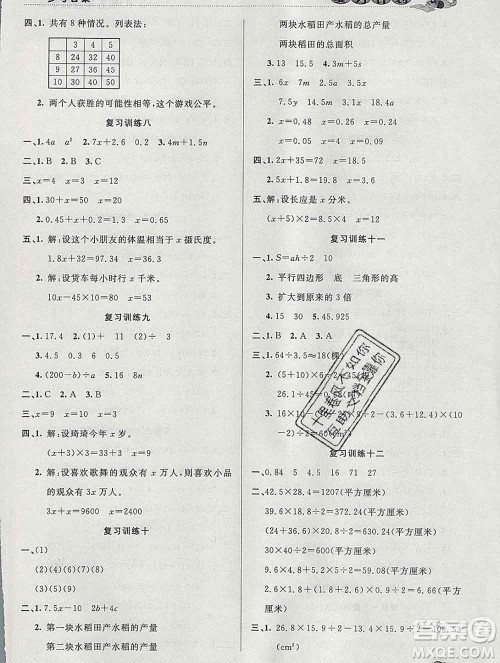 2020年品至教育假期复习计划寒假衔接五年级数学人教版答案