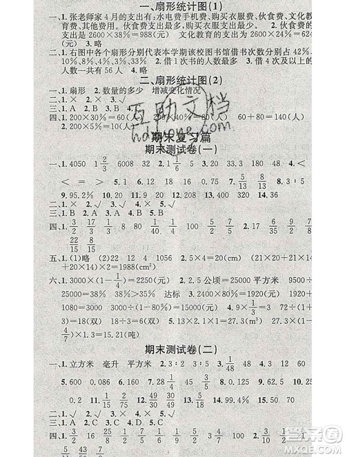 光明日报出版社2020年学习总动员寒假总复习六年级数学苏教版答案