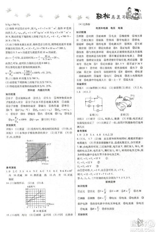 河北科学技术出版社2020河北中考轻松总复习寒假作业九年级物理答案