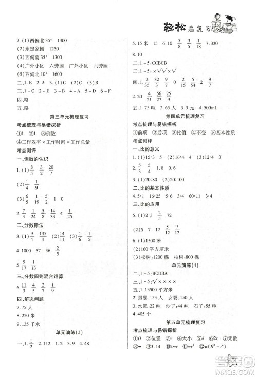 2020轻松总复习假期作业轻松寒假六年级数学答案