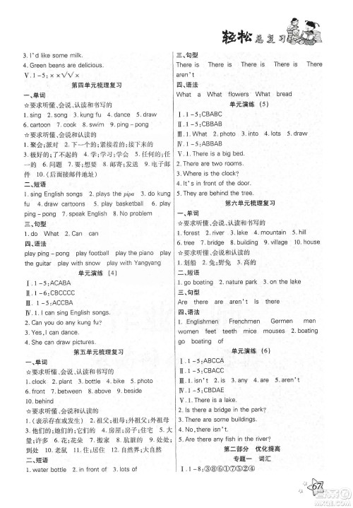 河北科学技术出版社2020小学英语轻松总复习假期作业五年级寒假PEP版答案