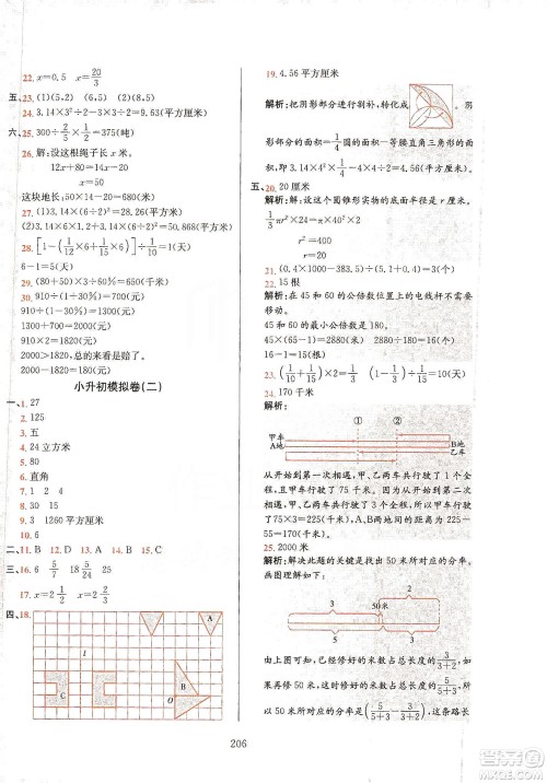 薛金星2020小升初毕业总复习全解数学通用版答案