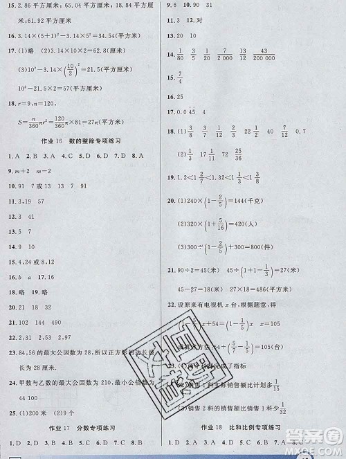 2020年钟书金牌寒假作业导与练六年级数学上海专版答案 2020年钟书金牌寒假作业导与练六年级数学上海专版答案