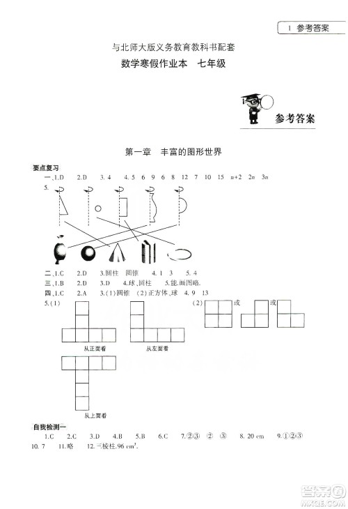 大象出版社2020数学寒假作业本七年级北师大版答案