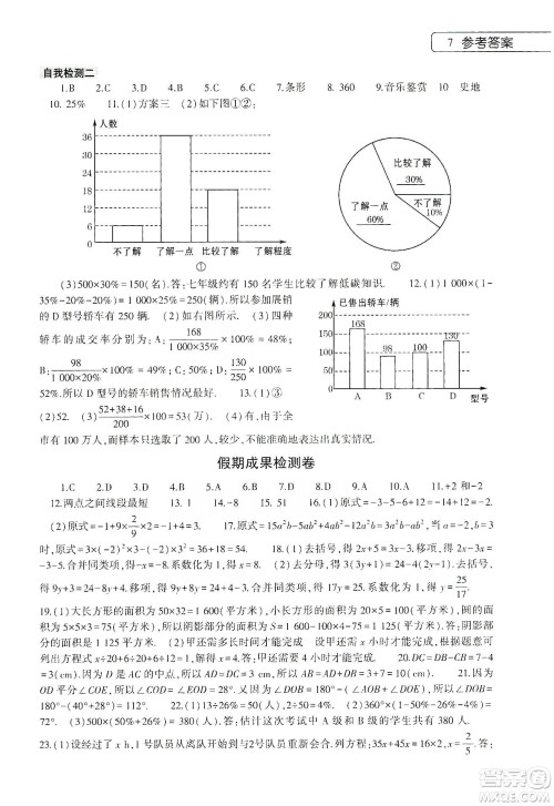 大象出版社2020数学寒假作业本七年级北师大版答案