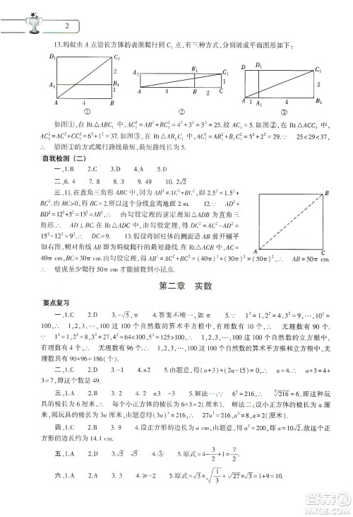 大象出版社2020数学寒假作业本八年级北师大版答案