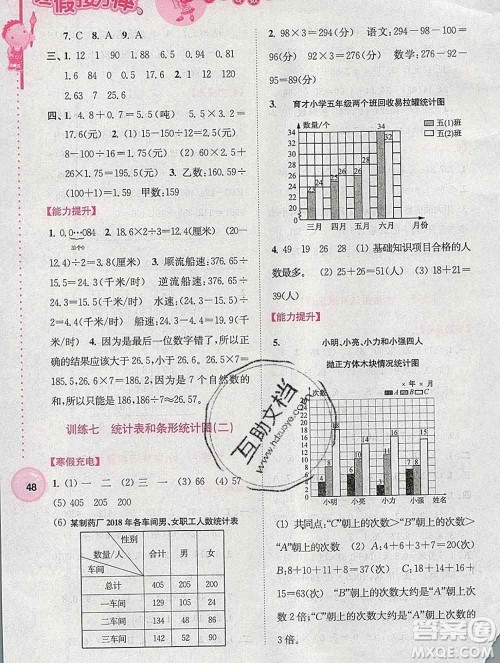 2020年超能学典寒假接力棒五年级数学江苏版答案 2020年超能学典寒假接力棒五年级数学江苏版答案