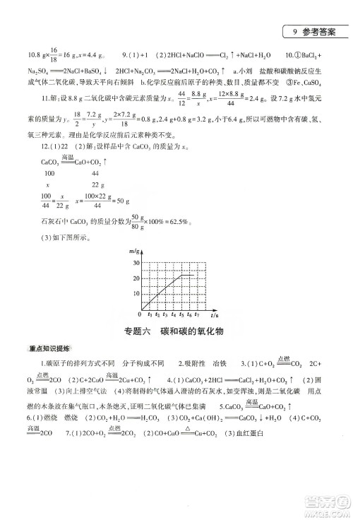 大象出版社2020化学寒假作业本九年级通用版答案