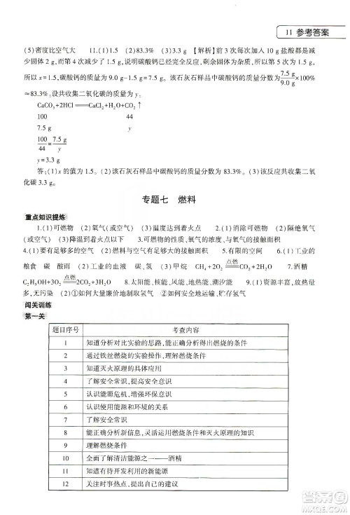 大象出版社2020化学寒假作业本九年级通用版答案