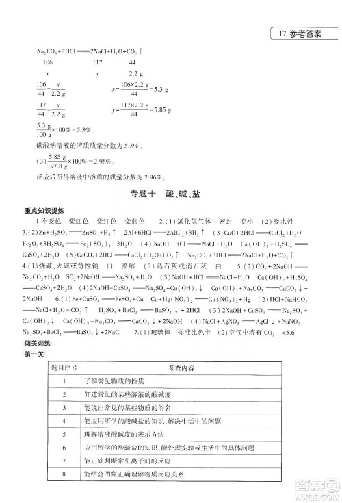 大象出版社2020化学寒假作业本九年级通用版答案 大象出版社2020化学寒假作业本九年级通用版答案