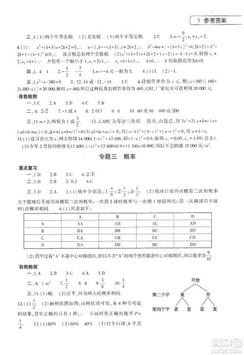 大象出版社2020数学寒假作业本九年级通用版答案