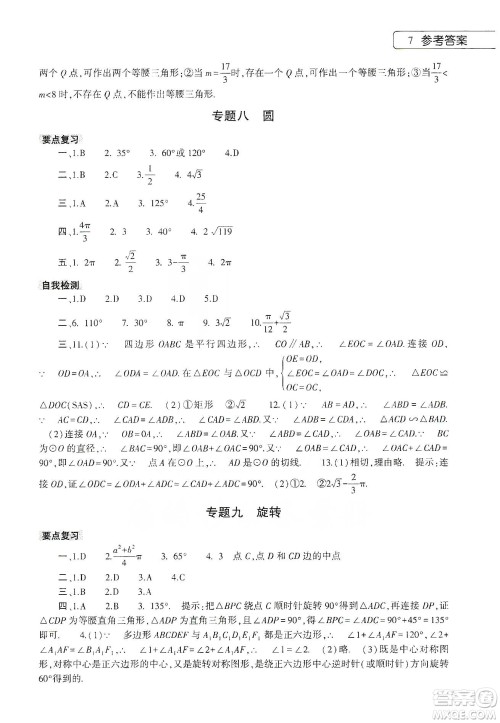 大象出版社2020数学寒假作业本九年级通用版答案