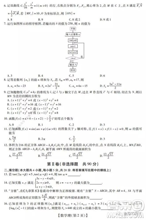 深圳2020届高三年级第二次教学质量检测理科数学试题及答案 深圳2020届高三年级第二次教学质量检测理科数学试题及答案